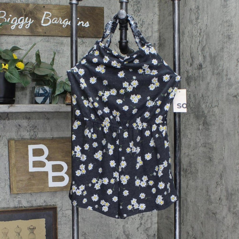 NWT So Girls 6-20 Lightweight Cinched Romper DG31G006PP 14 Plus Black
